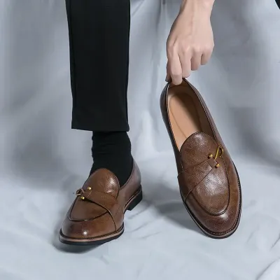 KOREAN STYLE TRENDY SLIP-ON LEATHER LOAFER